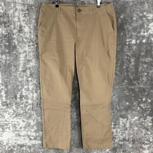 LOFT Size 14 The Monroe Slim Flat Front Chino Pants Khaki Button Zip Pocket